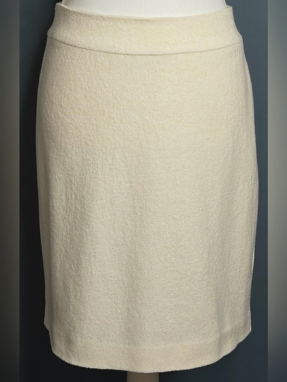 Banana Republic Ivory Bouclé Pencil Skirt Gold Zip Fully Lined NWOT Size 10